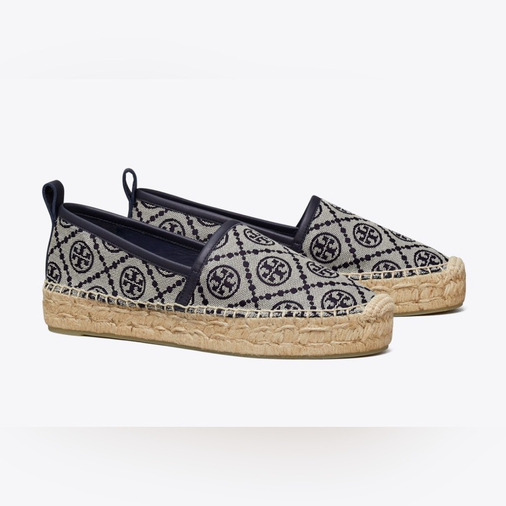 Like New! Tory Burch Monogram Platform Espadrille